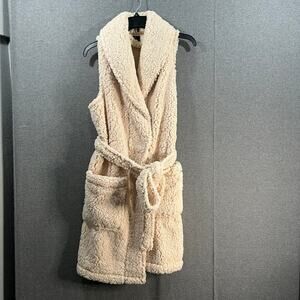 BumbleBella by Jill Martin Sherpa Shawl Collar Long Vest Charming Ivory, X-Small